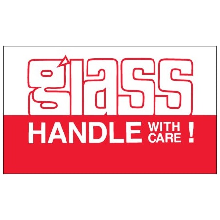 Bsc Preferred 3 x 5'' - ''Glass - Handle With Care'' Labels, Style 3, 500PK BUY00024050